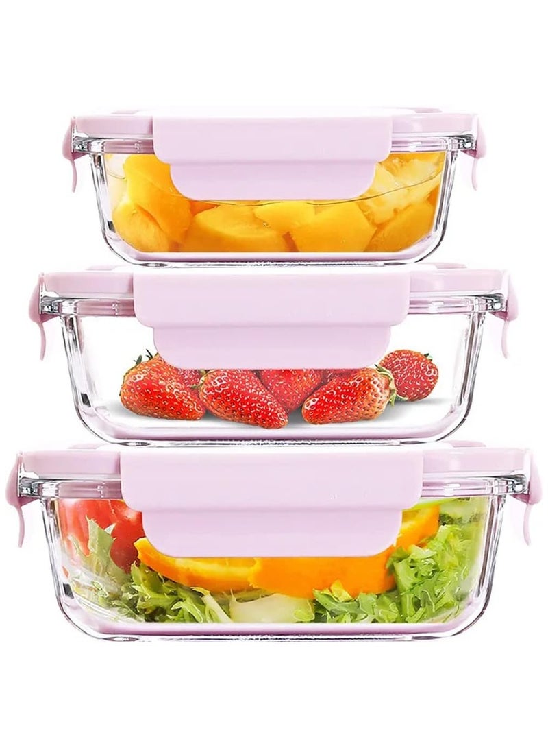 KITCHENOO Kitcheno Glass Food Storage Container Set with Snap Closure, Leakproof Glass Meal Prep Containers, BPA Free - Image 1