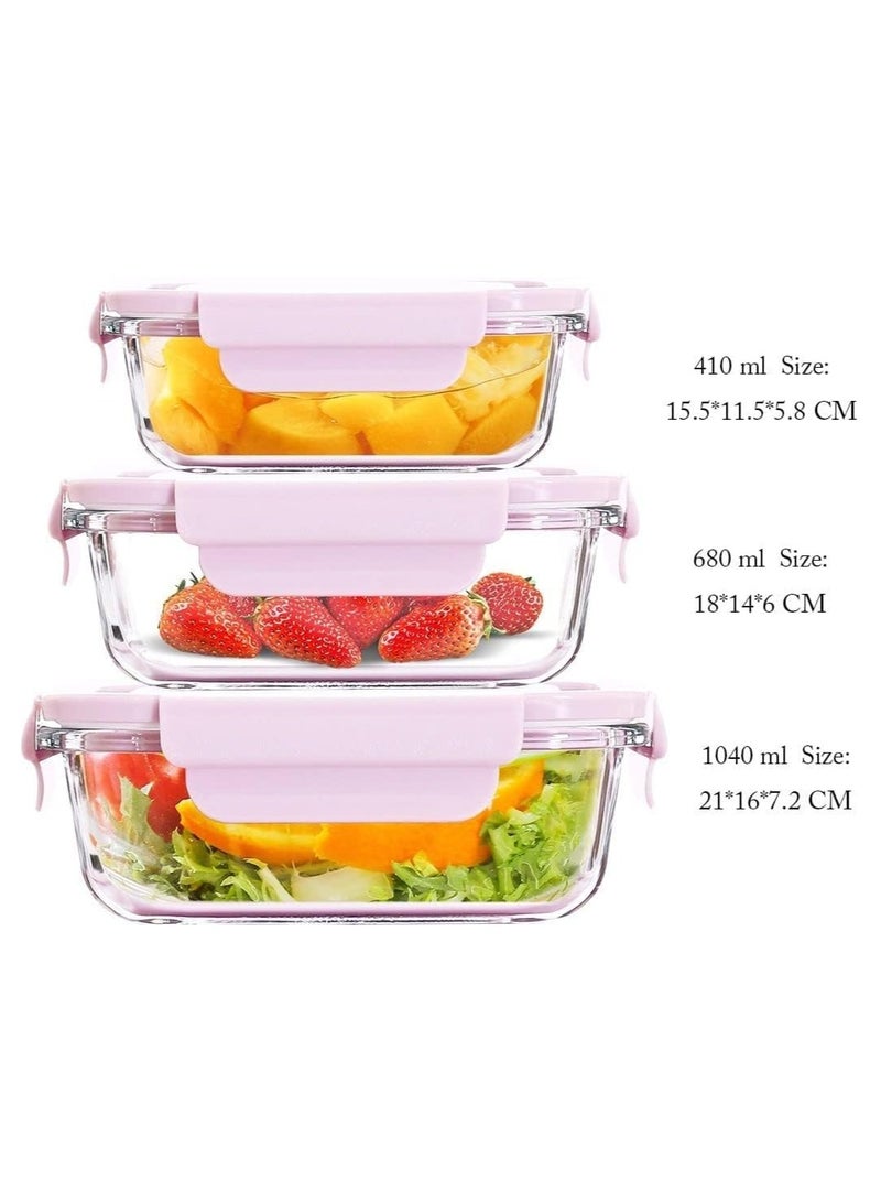KITCHENOO Kitcheno Glass Food Storage Container Set with Snap Closure, Leakproof Glass Meal Prep Containers, BPA Free - Image 2