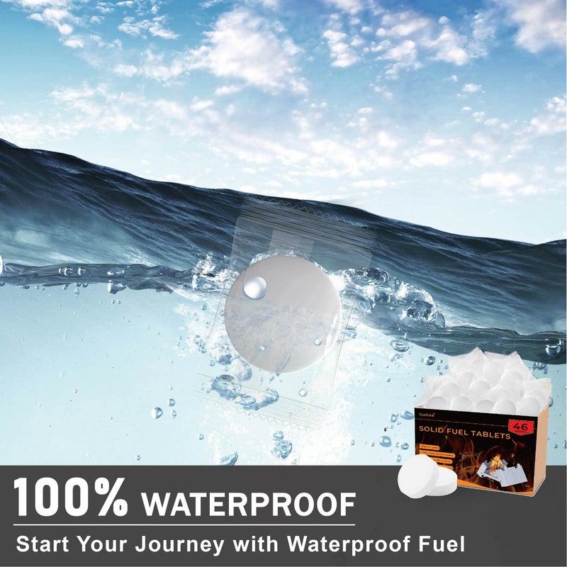 Godora 46 PCS Solid Fuel Tablets, Powerful 1300-Degree Fuel, Easy to Light, Waterproof for Backpacking, Camping, and Emergency Use - Eco-Friendly - Image 3