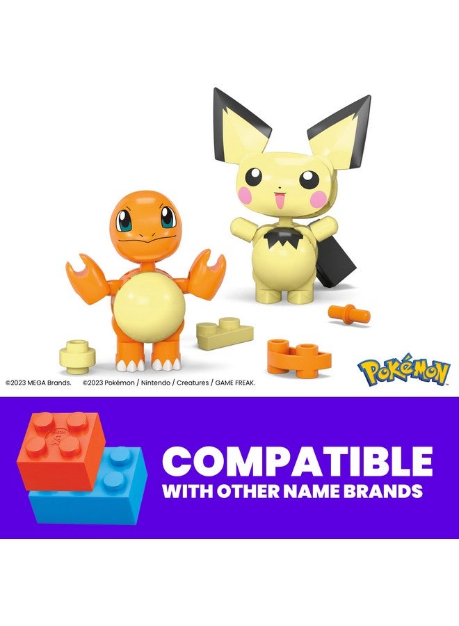 Mega Brands مجموعة ألعاب بناء بوكيمون ميغا بيشو وتشارد ماندر مع 40 قطعة، شخصيتين قابلتين للتشكيل وكرة بوكيمون، بطول 2 بوصة، للأطفال - Image 2