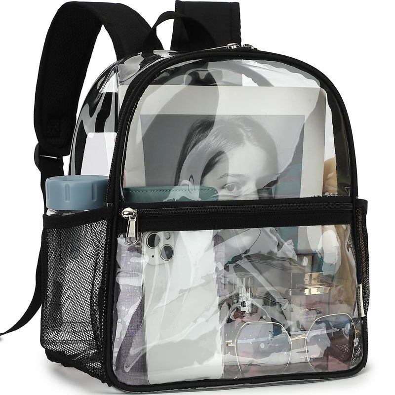 Fammart Clear Backpack Stadium Approved 12x6x12 - Kids & Small Adult Transparent Backpack for School, Work, Sports, Concerts - Clear Bag - Image 1