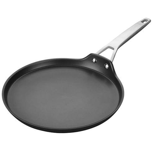 MsMk 11 inch Nonstick Crepe Pan Titanium and Ceramic Nonstic Coating Flat Skillet Dosa Tawa Tortilla Pan Large Pancake with StayCool Handle Induction Compatible PFOA Free
