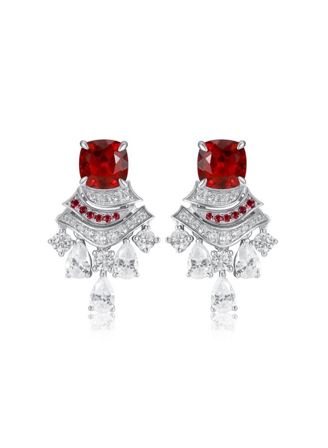 Hot Mining Cultivation Colorful Treasure Ear Studs S925 Silver Full Inlaid Bright Gem Small Skirt Earrings European And American Personality Elegant