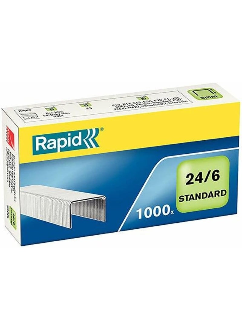 Rapid 24/6mm Standard Staples Pack of 6 (6000pcs) – Office & School Use - Image 1