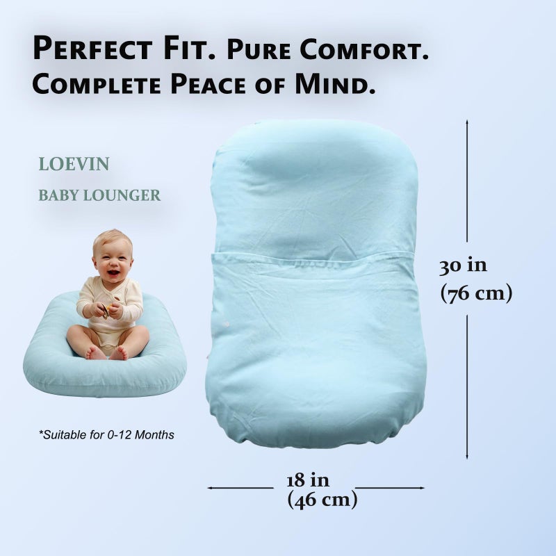 Loevin Baby Lounger for Newborn 0-24 Months, Soft Portable Infant Nest & Play Mat & Diaper Changing Pad for Home,Travel & Floor Time, Newborn Babies Essentials Gifts(Misty Blue) - Image 4