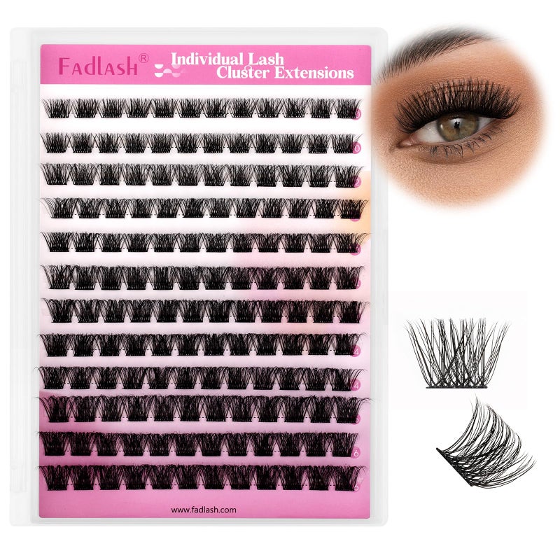 Individual Lashes 120pcs D Curl Lash Clusters Mixed Length Individual Lash Extensions Cluster Lashes DIY Lash Extension Supplies Eyelash Clusters F1007D 1016mm