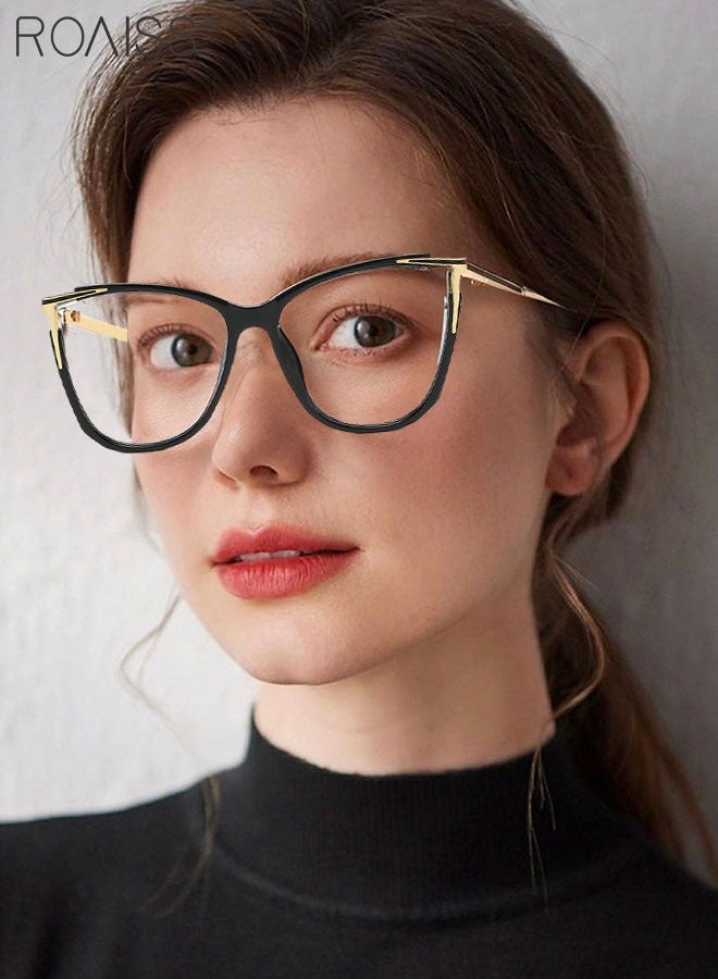 roaiss Women's Blue Light Blocking Glasses Anti UV and Glare Blue Light Filter Computer Glasses Cat Eye Color Changing Anti Eyestrain Headache Eyewear Black Gold 55mm  - Image 2