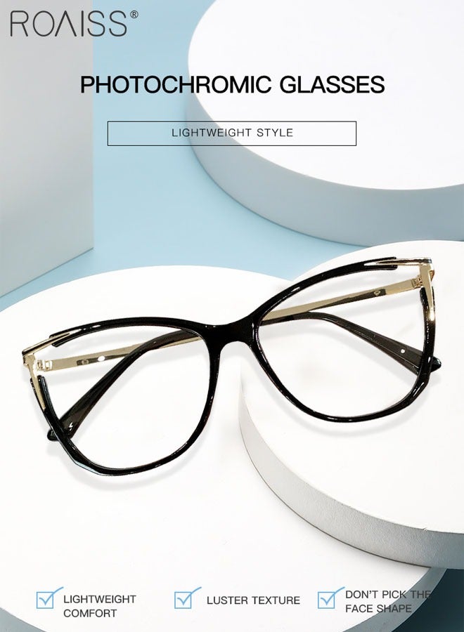 roaiss Women's Blue Light Blocking Glasses Anti UV and Glare Blue Light Filter Computer Glasses Cat Eye Color Changing Anti Eyestrain Headache Eyewear Black Gold 55mm  - Image 3