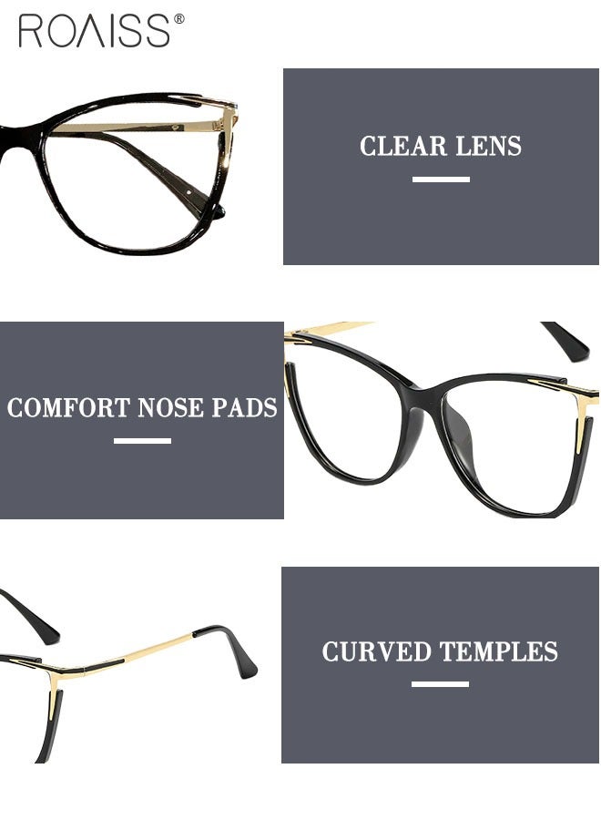 roaiss Women's Blue Light Blocking Glasses Anti UV and Glare Blue Light Filter Computer Glasses Cat Eye Color Changing Anti Eyestrain Headache Eyewear Black Gold 55mm  - Image 5