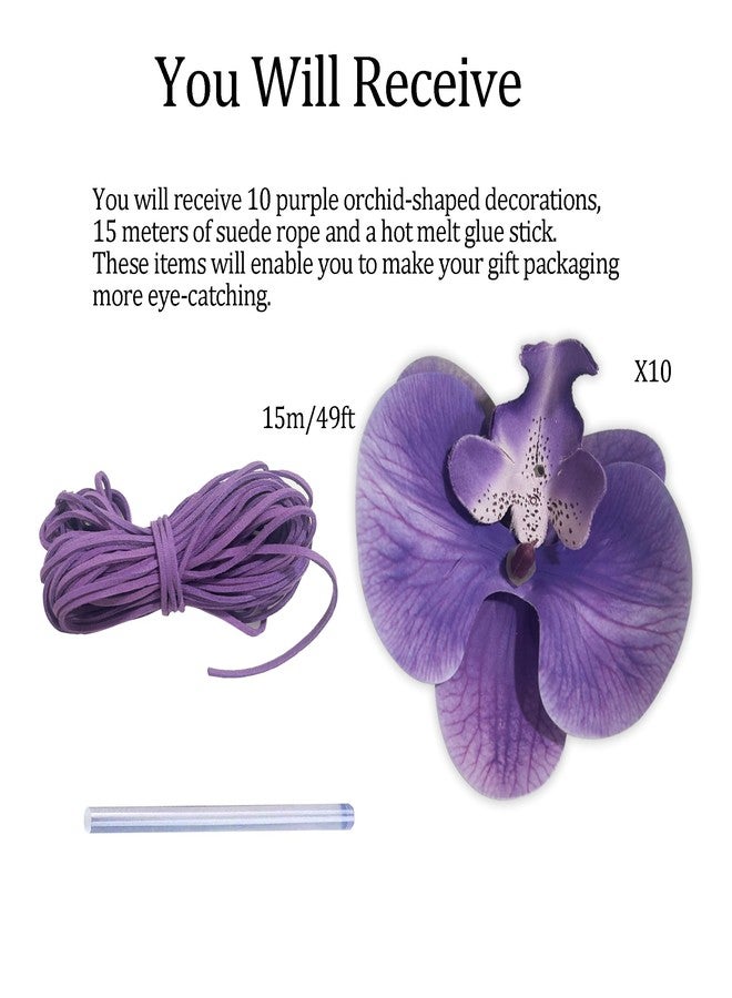XLANMAY Bridesmaid Boxes Accessories - Phalaenopsis Decoration Elegant Purple Phalaenopsis Sets for Wedding Gifts Box Bridesmaid Boxes Birthday Valentines Day Anniversary (10PCS - Image 5