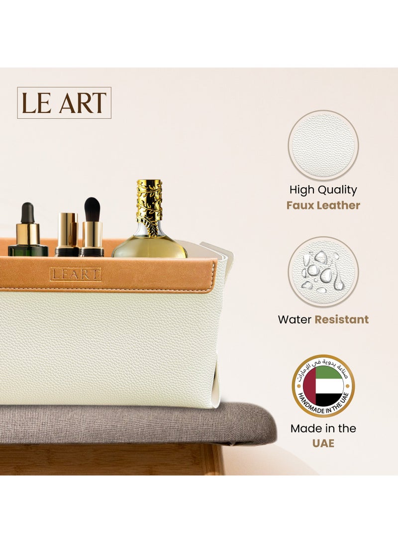 LeArt Leather Rectangle Storage Basket – Bedside, Nightstand, Office Desk Organizer | Pantry Storage Organizer | Stationery Organizer | Collapsible Storage Bin for Home (Camel) - Image 2