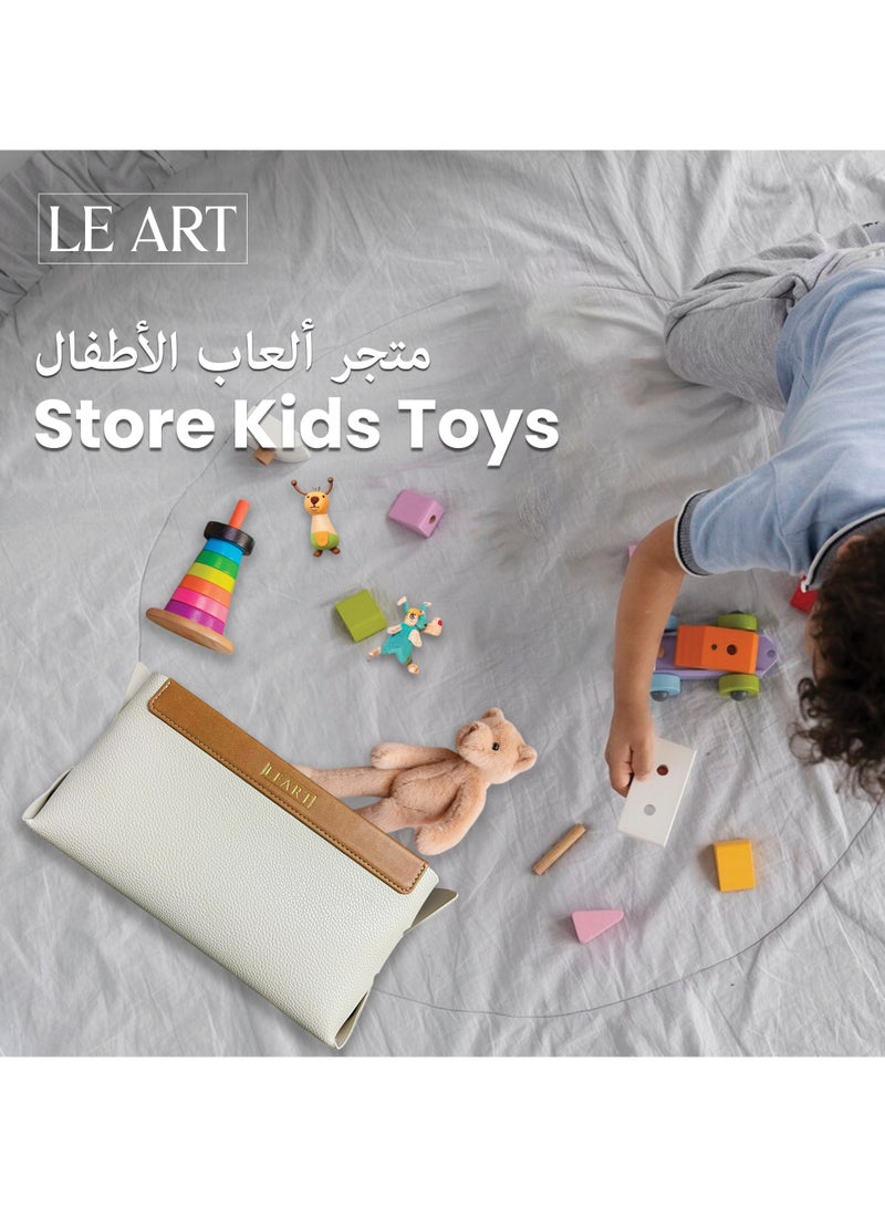 LeArt Leather Rectangle Storage Basket – Bedside, Nightstand, Office Desk Organizer | Pantry Storage Organizer | Stationery Organizer | Collapsible Storage Bin for Home (Camel) - Image 5