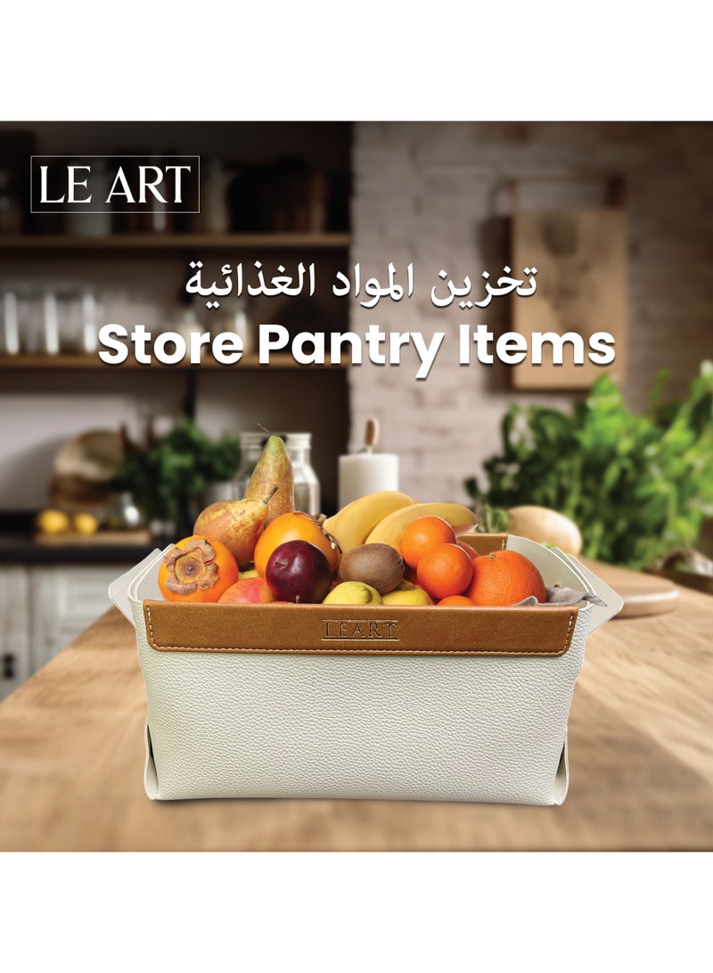 LeArt Leather Rectangle Storage Basket – Bedside, Nightstand, Office Desk Organizer | Pantry Storage Organizer | Stationery Organizer | Collapsible Storage Bin for Home (Camel) - Image 4