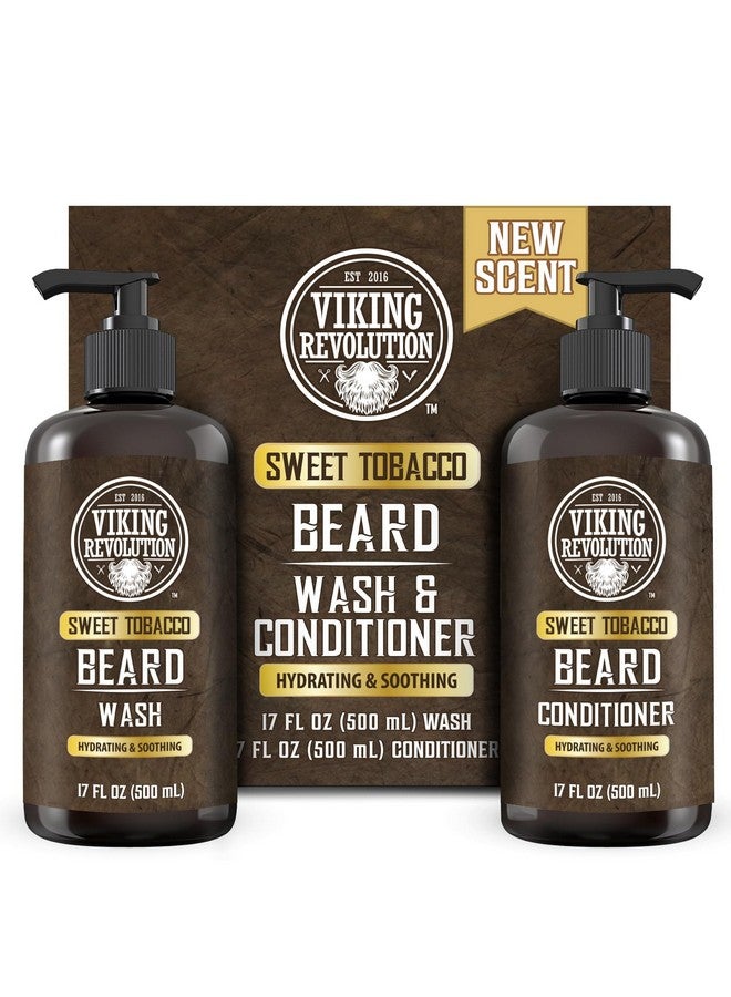 فايكنج رفلوشن غسول اللحية وبلسم اللحية للرجال بزيت الأرجان وزيت الجوجوبا - منعم ومقوي اللحية - شامبو وبلسم اللحية بزيت اللحية (17 أونصة، تبغ حلو) - Image 1