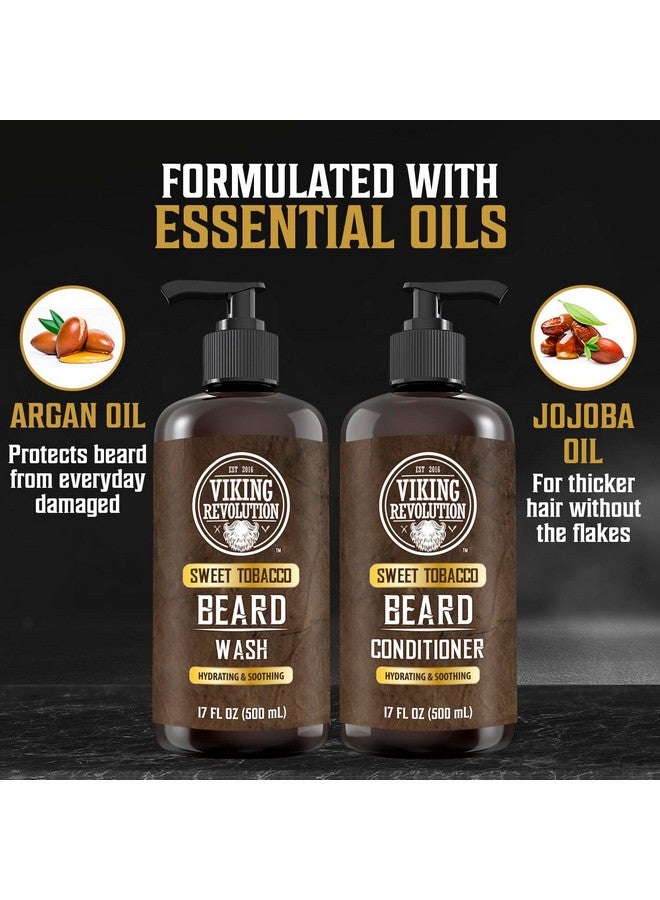 فايكنج رفلوشن غسول اللحية وبلسم اللحية للرجال بزيت الأرجان وزيت الجوجوبا - منعم ومقوي اللحية - شامبو وبلسم اللحية بزيت اللحية (17 أونصة، تبغ حلو) - Image 4