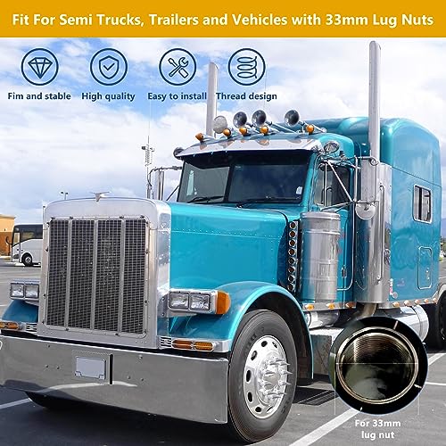 Grandroad auto 20 Pack Spike Lug Nut Covers, 33mm by 4-3/4" Thread On Chrome Spike Nut Cover Caps ABS Plastic Anti-Rust Screw-on Lug Nut Covers for Semi Trucks - Image 2