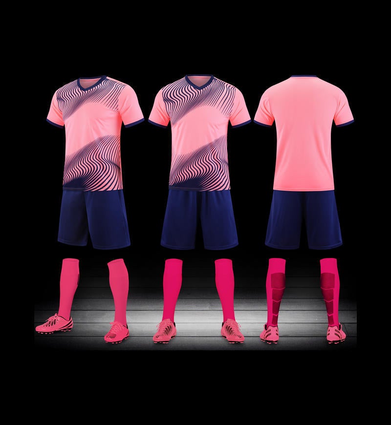Generic Summer Adult Children Football Clothing Quick-drying suit Team Competition Comprehensive Training Clothing Primary School Students Sports Leisure Clothing Pink/black pants