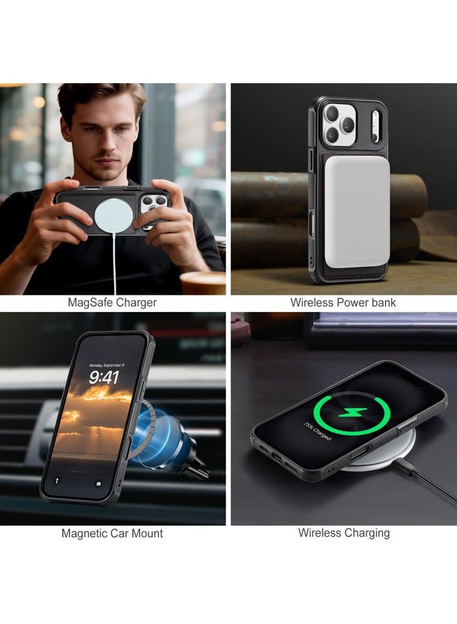 Usroom for iPhone 17 Pro Case Wallet Compatible with Magsafe, RFID Blocking Magnetic Card Holder 2 in 1 Detachable Kickstand Shockproof Phone Case for iPhone 17 Pro 6.3" Black - Image 3