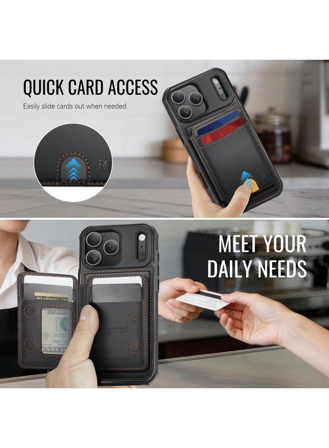 Usroom for iPhone 17 Pro Case Wallet Compatible with Magsafe, RFID Blocking Magnetic Card Holder 2 in 1 Detachable Kickstand Shockproof Phone Case for iPhone 17 Pro 6.3" Black - Image 4