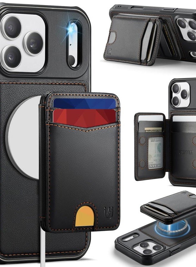 Usroom for iPhone 17 Pro Case Wallet Compatible with Magsafe, RFID Blocking Magnetic Card Holder 2 in 1 Detachable Kickstand Shockproof Phone Case for iPhone 17 Pro 6.3" Black - Image 1