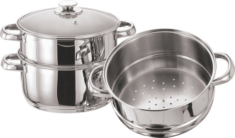 Pristine Tri Ply Induction Base Stainless Steel 3 Tier Multi Purpose Steamer with Glass Lid, 18 Cm, 1Piece (3 Separate Tiers), Silver - Image 2