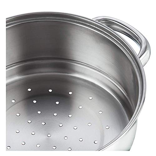 Pristine Tri Ply Induction Base Stainless Steel 3 Tier Multi Purpose Steamer with Glass Lid, 18 Cm, 1Piece (3 Separate Tiers), Silver - Image 5