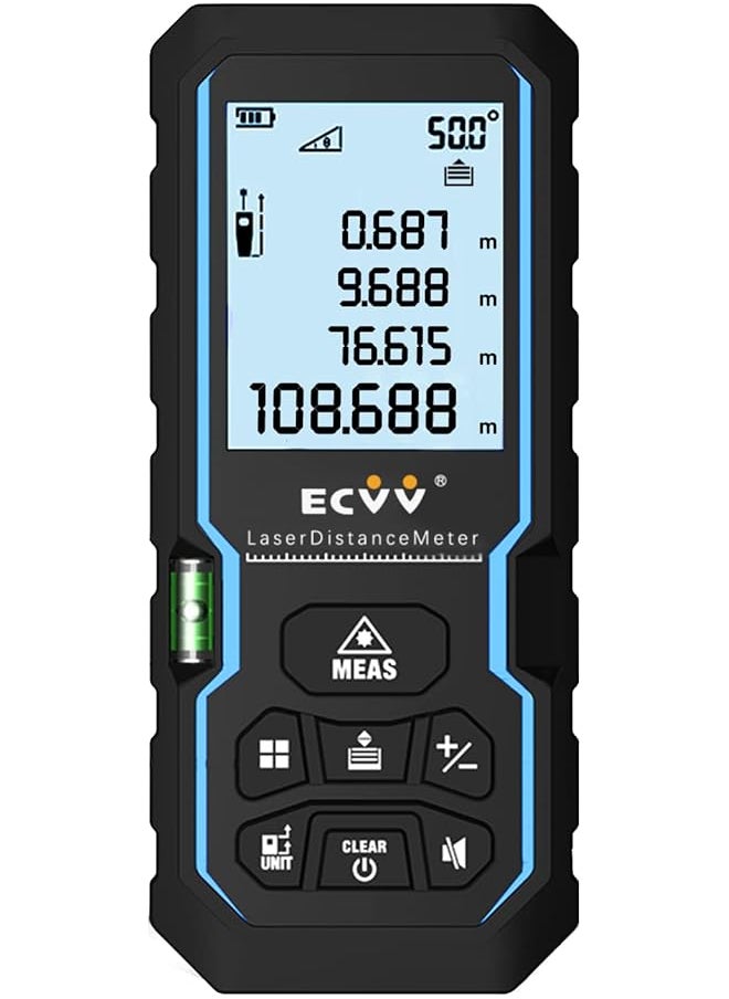 erorex Range Finder Distance Meter Portable Handle Digital Laser Measure Tool Tape Measure Area Volume With Bubble Level And Lcd 4 Line Display 100M  - Image 1
