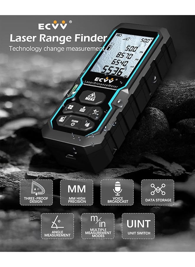 erorex Range Finder Distance Meter Portable Handle Digital Laser Measure Tool Tape Measure Area Volume With Bubble Level And Lcd 4 Line Display 100M  - Image 4