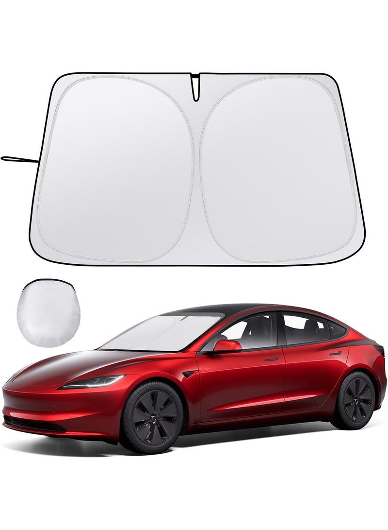 Car Windshield Sunshade for Tesla Model Y/3 - Folding Front Window Sun Shade Cover with Upgraded UV Protection Fabric, Professional Accessories for Tesla Model 3/Y 2016 to 2024 with a Storage Bag - Image 1