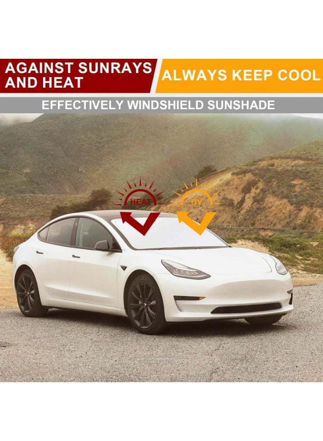 Car Windshield Sunshade for Tesla Model Y/3 - Folding Front Window Sun Shade Cover with Upgraded UV Protection Fabric, Professional Accessories for Tesla Model 3/Y 2016 to 2024 with a Storage Bag - Image 3