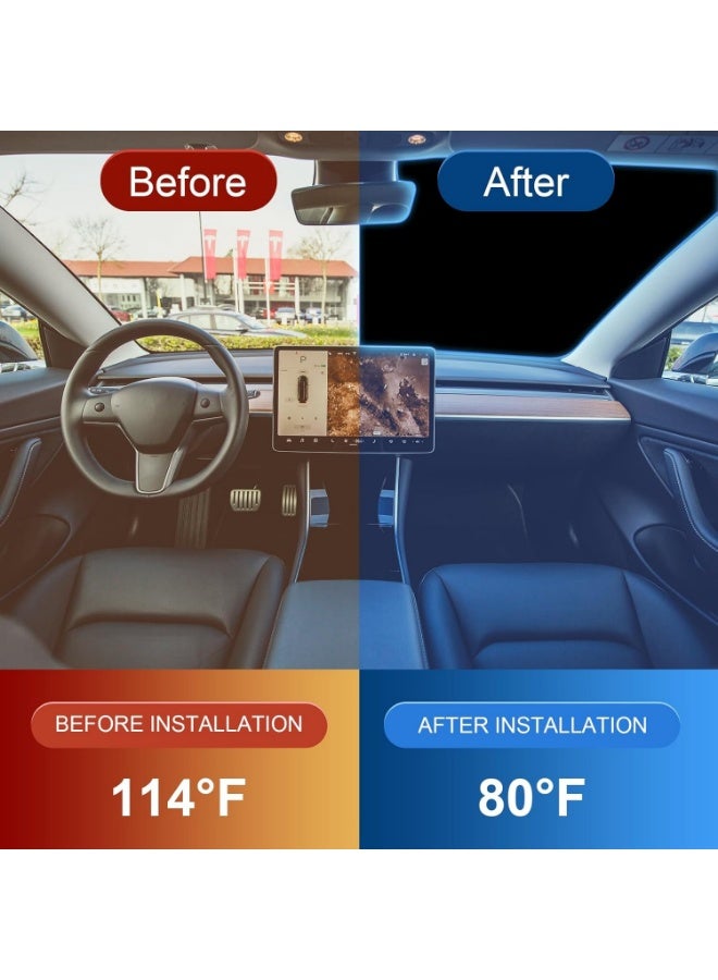 Car Windshield Sunshade for Tesla Model Y/3 - Folding Front Window Sun Shade Cover with Upgraded UV Protection Fabric, Professional Accessories for Tesla Model 3/Y 2016 to 2024 with a Storage Bag - Image 4