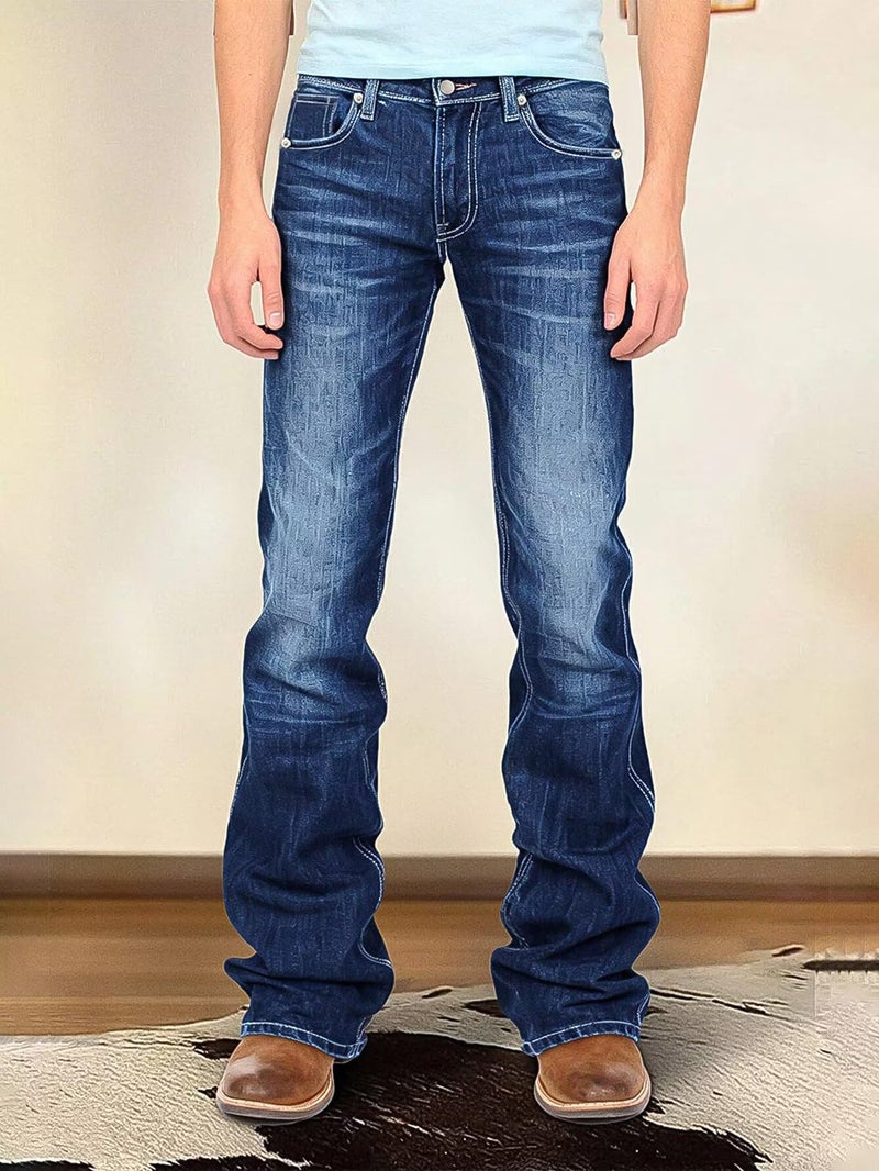 Flamingals Butt Lifting Bootcut Jeans Stretchy Casual Fall Winter Trendy Flare Leg Jeans for Women Sapphire Blue M - Image 5