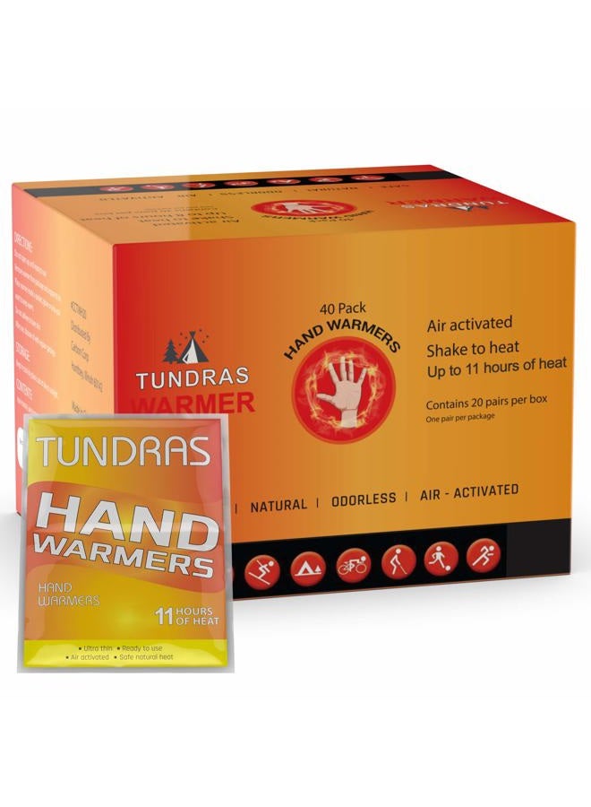 Lentra Hot Hand Warmers 11 Hours Long Lasting - 40 Count - Natural Odorless Safe Single Use Air Activated Heat Packs for Hands, Toes and Body - Up to 11 Hours of Heat - TSA Approved - Image 1