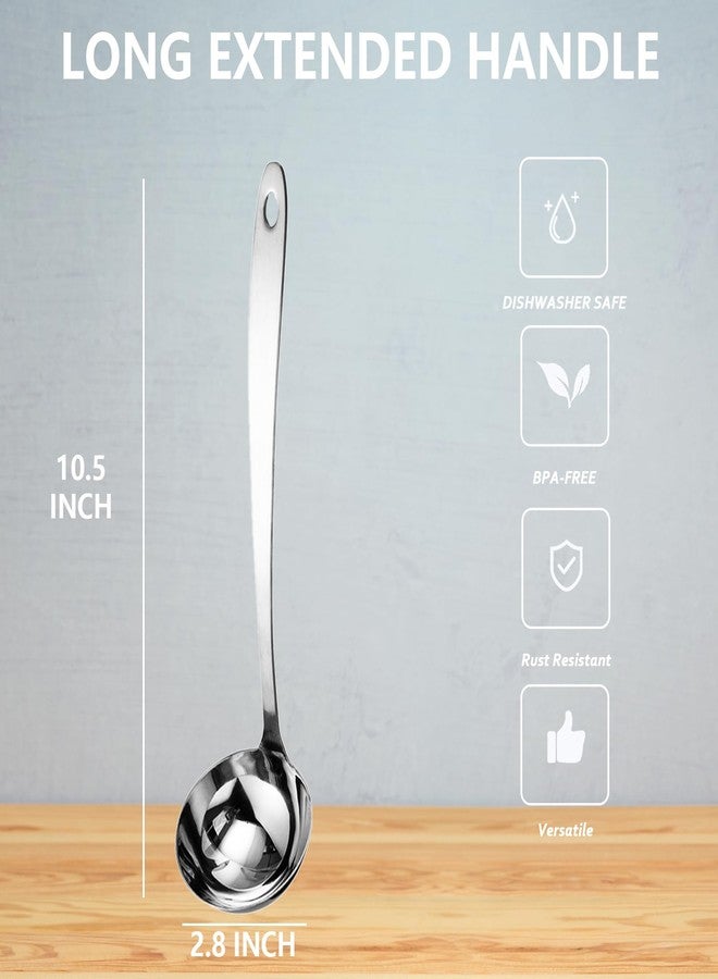 Voltology Professional Stainless Steel Soup Ladle, 10.5" Comfort Grid, Long Ergonomic Handle, Durable Kitchen Utensil for Cooking, Stirring, Serving Soups, Heavy-Duty Metal, Dishwasher Safe - Image 3