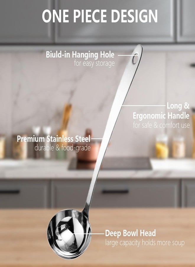 Voltology Professional Stainless Steel Soup Ladle, 10.5" Comfort Grid, Long Ergonomic Handle, Durable Kitchen Utensil for Cooking, Stirring, Serving Soups, Heavy-Duty Metal, Dishwasher Safe - Image 2