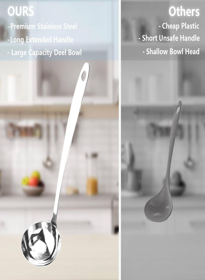 Voltology Professional Stainless Steel Soup Ladle, 10.5" Comfort Grid, Long Ergonomic Handle, Durable Kitchen Utensil for Cooking, Stirring, Serving Soups, Heavy-Duty Metal, Dishwasher Safe - Image 4