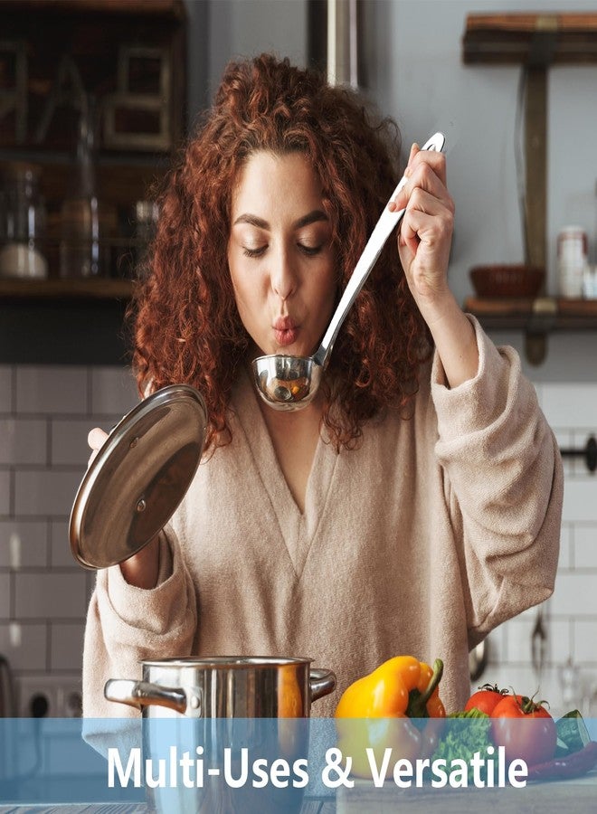 Voltology Professional Stainless Steel Soup Ladle, 10.5" Comfort Grid, Long Ergonomic Handle, Durable Kitchen Utensil for Cooking, Stirring, Serving Soups, Heavy-Duty Metal, Dishwasher Safe - Image 5
