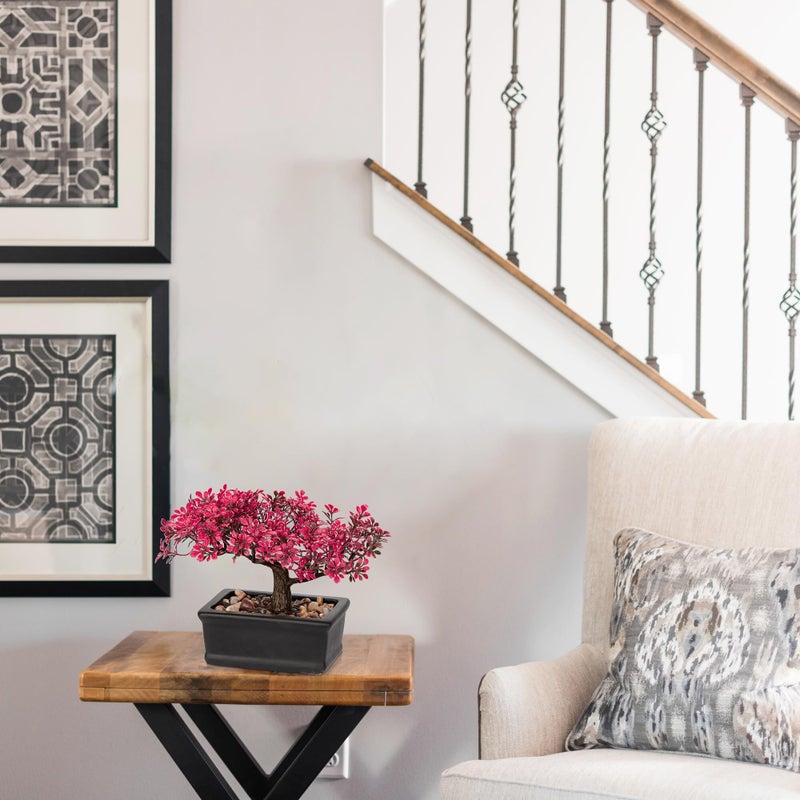 Briful Artificial Bonsai Tree Juniper Faux Plants Indoor Fake Plants Decor with Ceramic Pots for Home Table Office Desk Bathroom Shelf Bedroom Living Room Farmhouse Decorations-Pink - Image 3