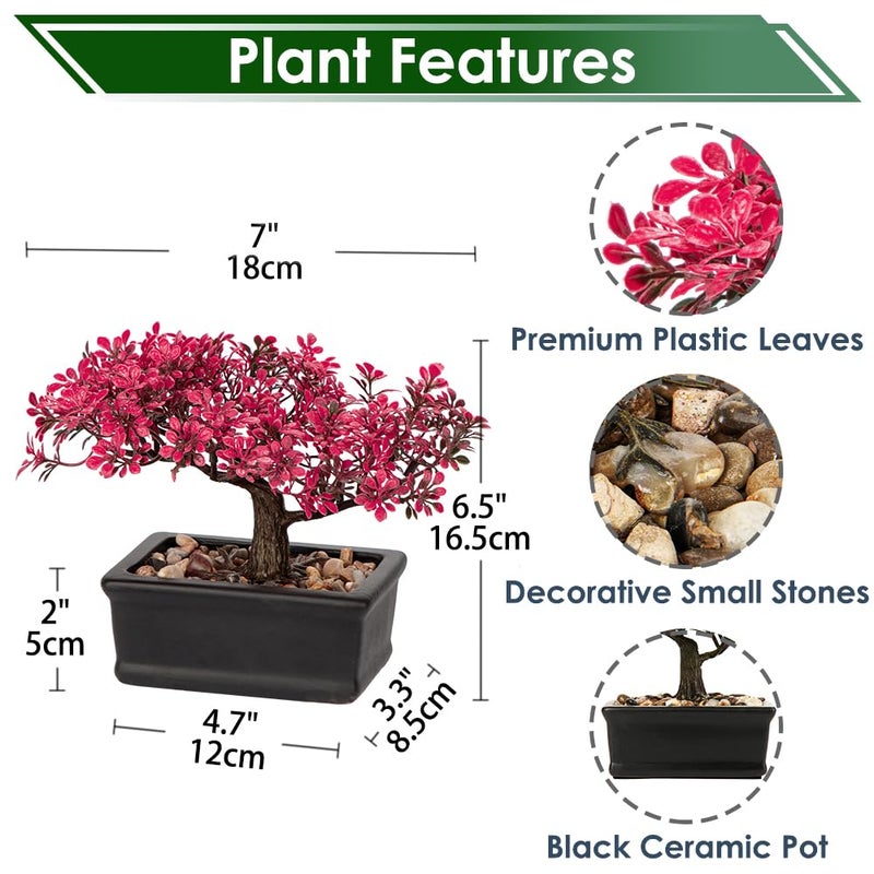 Briful Artificial Bonsai Tree Juniper Faux Plants Indoor Fake Plants Decor with Ceramic Pots for Home Table Office Desk Bathroom Shelf Bedroom Living Room Farmhouse Decorations-Pink - Image 5