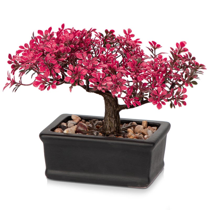 Briful Artificial Bonsai Tree Juniper Faux Plants Indoor Fake Plants Decor with Ceramic Pots for Home Table Office Desk Bathroom Shelf Bedroom Living Room Farmhouse Decorations-Pink - Image 1