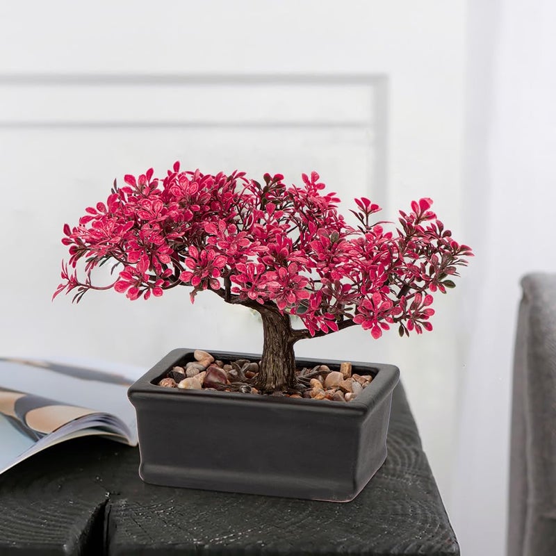 Briful Artificial Bonsai Tree Juniper Faux Plants Indoor Fake Plants Decor with Ceramic Pots for Home Table Office Desk Bathroom Shelf Bedroom Living Room Farmhouse Decorations-Pink - Image 4