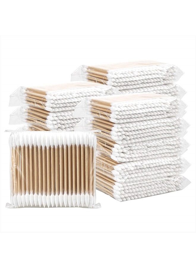 Hedume 2500 Pieces Wooden Cotton Swabs, Double Pointed Cotton Buds (25 Packs, 100 Pieces 1 Pack) - Image 1