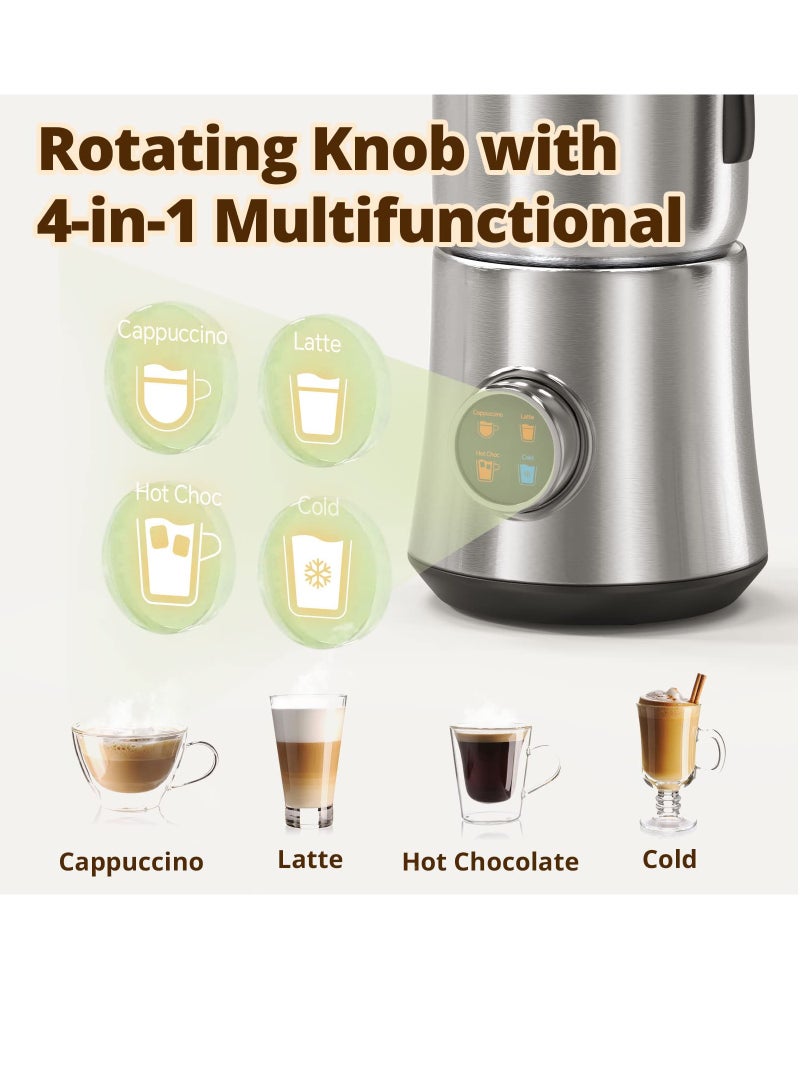 SYOSI Detachable Electric Milk Frother 4-in-1, 304-Stainless-Steel 500ML Milk Steamer Hot and Cold Milk Foamer Versatile Hot Chocolate and Milk Foamer Milk Frother and Warmer for Coffee Cappuccino,Latte - Image 2