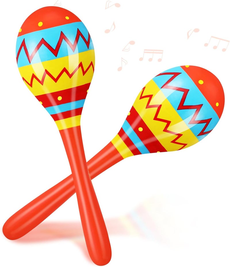 Relaxgiant 7.87 Inches Fiesta Wooden Maracas 2 Pcs Noisemaker for Mexican Fiesta Musical Maracas Party Mexican Birthday Christmas Cinco De Mayo Party(Orange) - Image 1