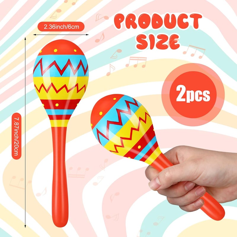 Relaxgiant 7.87 Inches Fiesta Wooden Maracas 2 Pcs Noisemaker for Mexican Fiesta Musical Maracas Party Mexican Birthday Christmas Cinco De Mayo Party(Orange) - Image 2