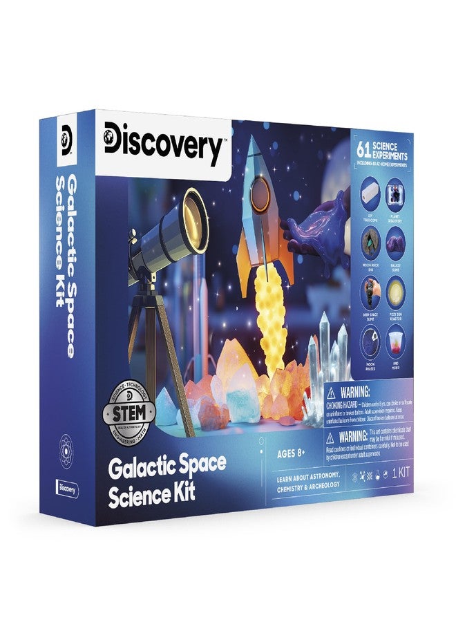 Discovery Kids Discovery™ Galactic Space Science Kit - 61 Experiment STEM Lab for Kids| Astronomy & Chemistry Activity Set| Includes DIY Telescope, Crystals, Slime, Moon Rocks| Educational Learning Toy Gift| Ages 8+ - Image 1