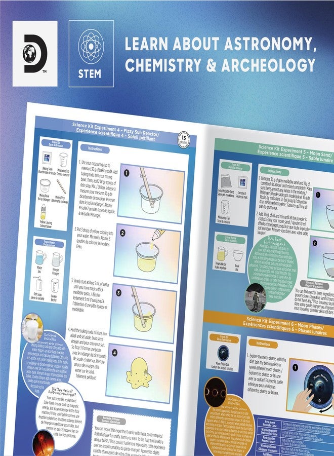 Discovery Kids Discovery™ Galactic Space Science Kit - 61 Experiment STEM Lab for Kids| Astronomy & Chemistry Activity Set| Includes DIY Telescope, Crystals, Slime, Moon Rocks| Educational Learning Toy Gift| Ages 8+ - Image 2