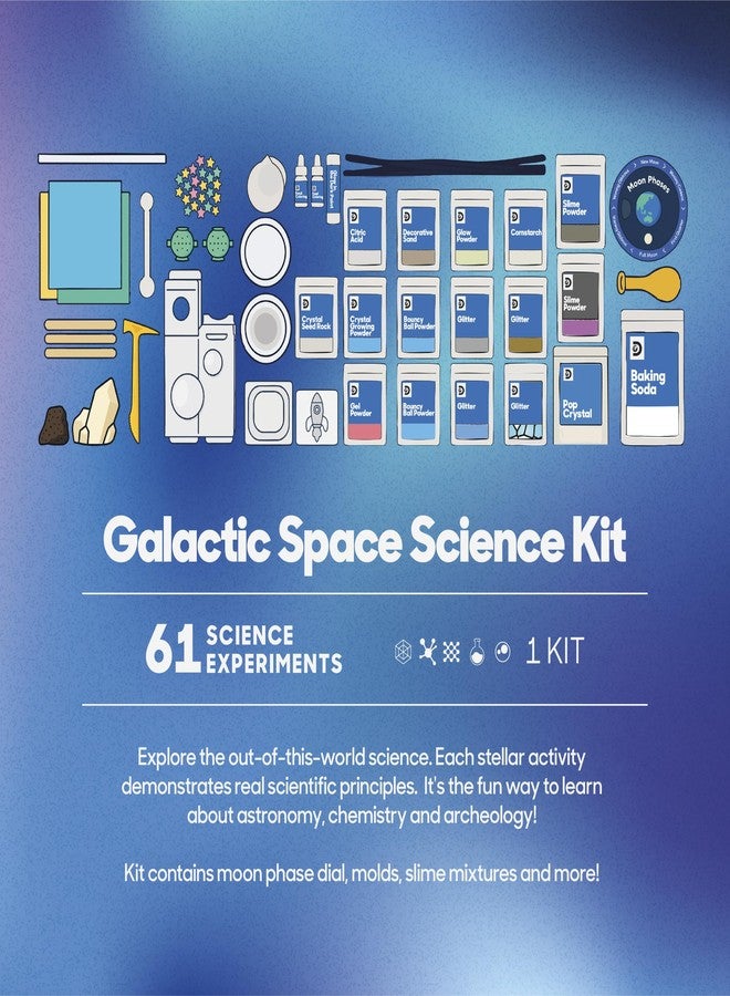 Discovery Kids Discovery™ Galactic Space Science Kit - 61 Experiment STEM Lab for Kids| Astronomy & Chemistry Activity Set| Includes DIY Telescope, Crystals, Slime, Moon Rocks| Educational Learning Toy Gift| Ages 8+ - Image 5