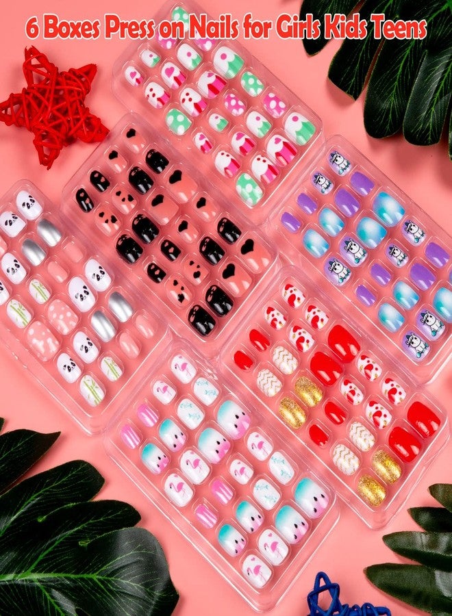 Labeol 144 Pieces Fake Nails for Kids Girls Artificial Kids Press on Nails Full Cover Short Acrylic Stick On Nails False Nail Tips Kit for Children Little Girls Nail Art Decoration (Sweet Pattern) - Image 3