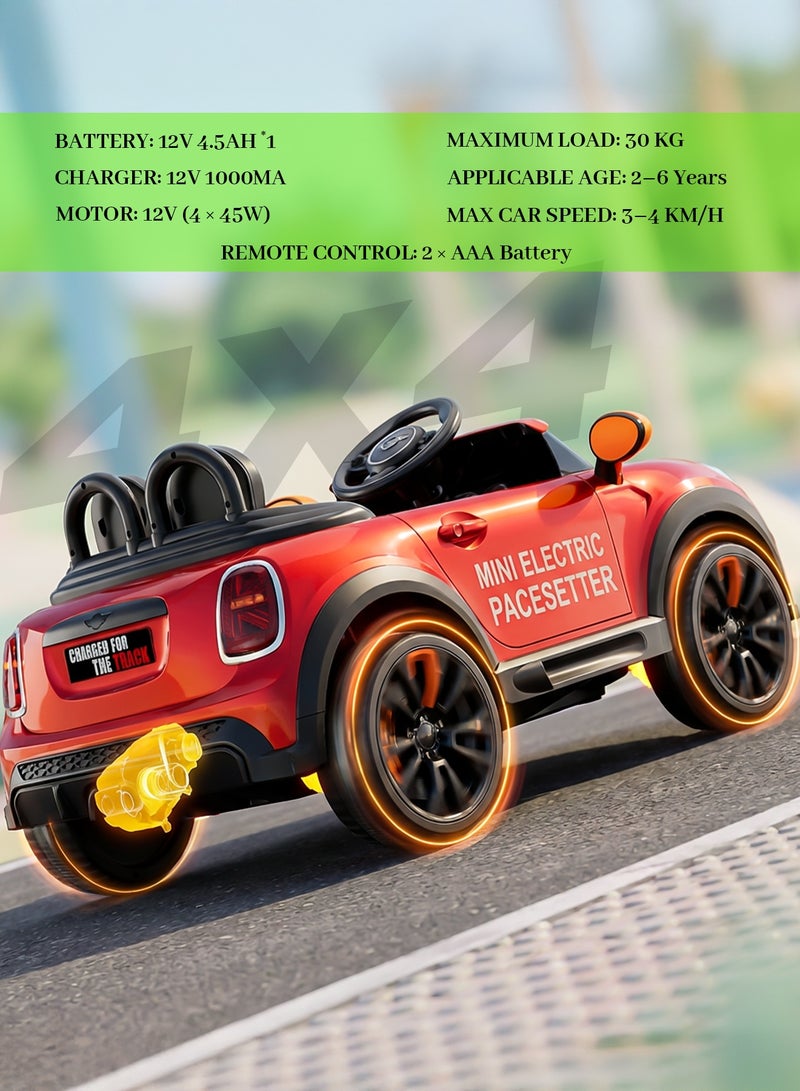 BAYBEE Cooper Childrens Electric Car for Kids, Baby Ride on Toy Childrens Battery OPerated Car with Led Light, Music, Remote Control & Swing Mode | Battery Car for Kids | Childrens Electric Ride on Car for Kids 2 to 6 Years Boy Girl Red - Image 3
